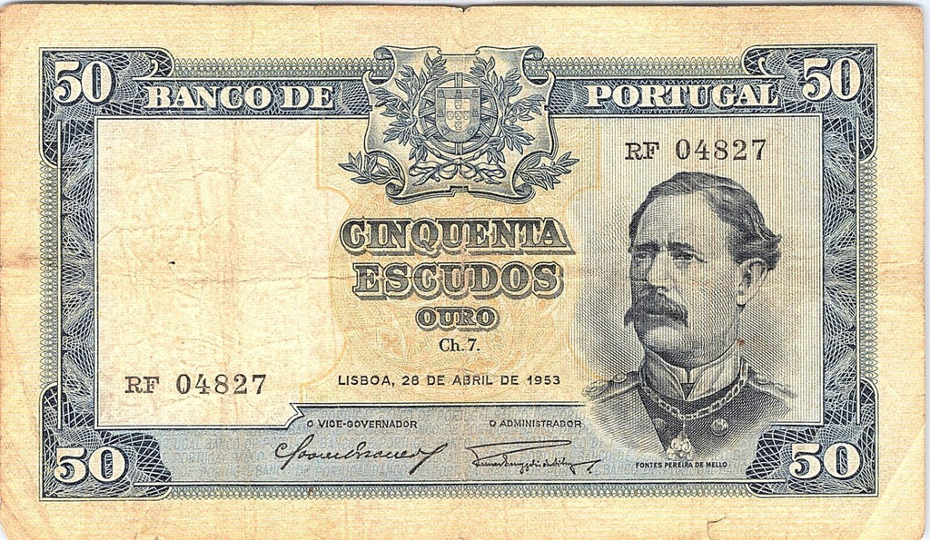 Portugal  50  Escudos  1955  Series  Circulated Banknote