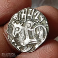 #N1#Y63#Indian  Samanta Deva (850 AD) silver big flan coin. Superb grade Rare