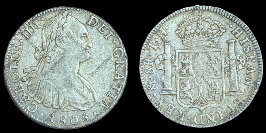Mexique Charles IV Argent 8 Réales 1808 Mo TH Monnaie de Mexico