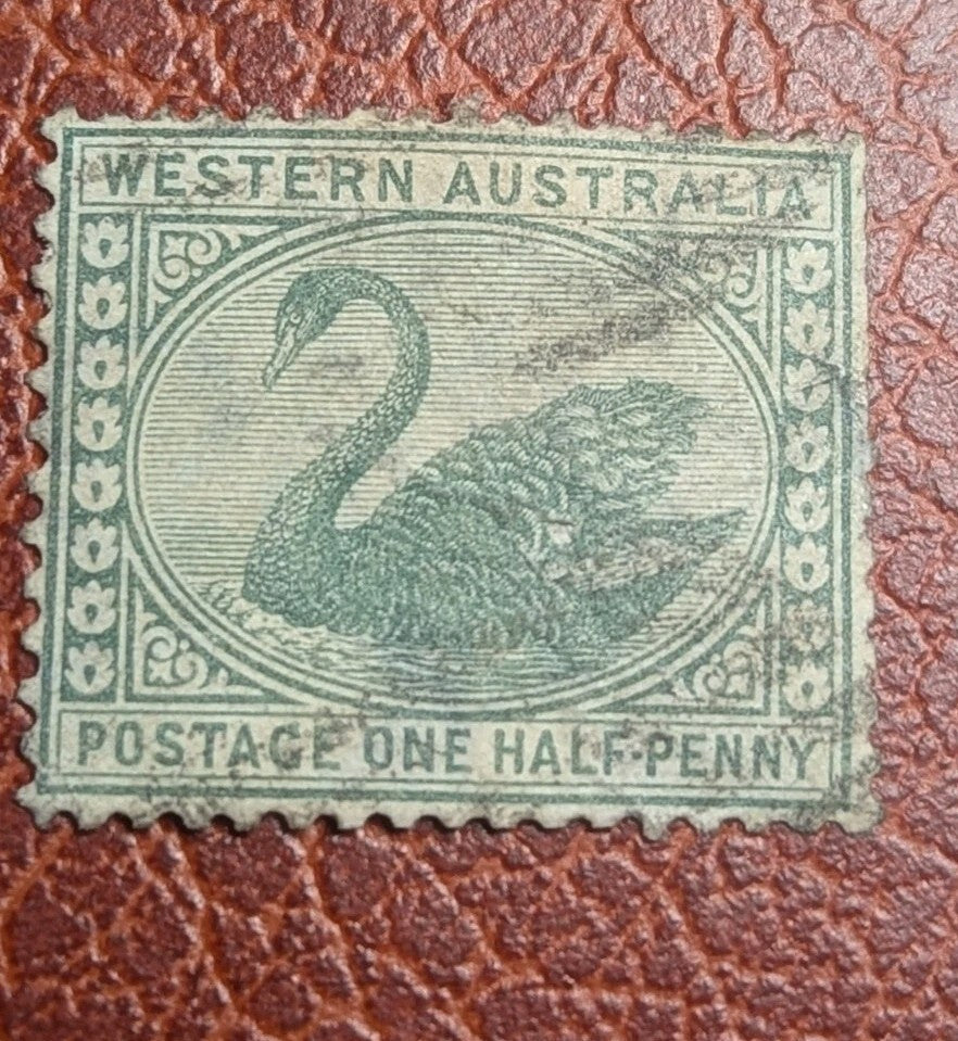 1910 Western Australia Sc #89 - Half Penny - Green Swan used stamp Cv$9.25