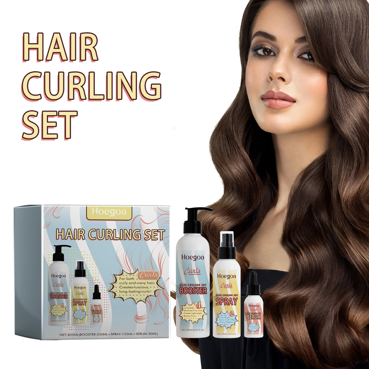 Hair Curling Set, Moisturizing Curly Hair Styling Curly Styling Moisturizing Leave-In Hair Care