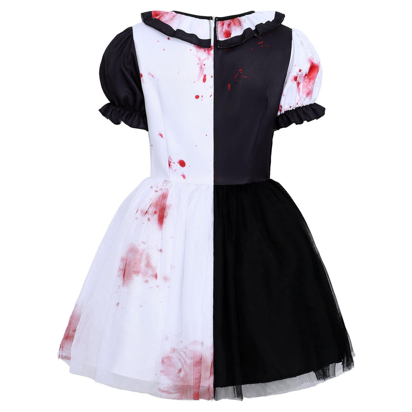 Women's Cosplay Clown Dress with Lace Overlay, A-line Silhouette, Terrifier Horror Costume, Halloween Party Dress