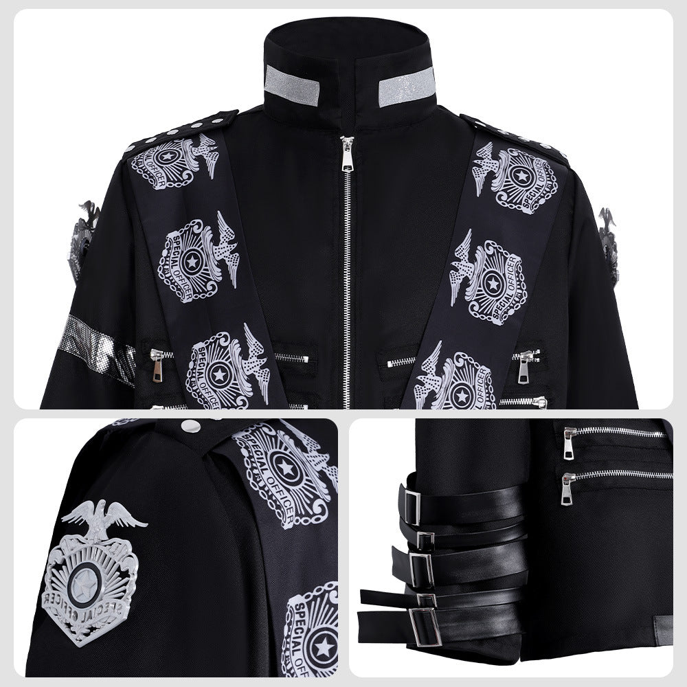 Jackson Black Sash Jacket MJ Style Functional Jacket Adult Stage Concert Cosplay Performance Costume