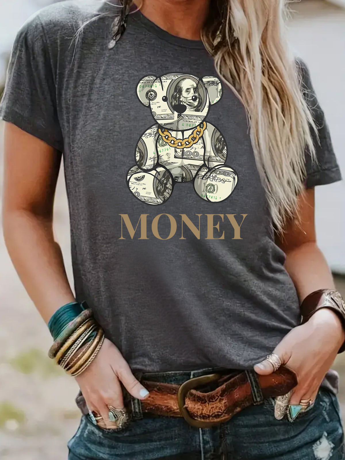 T-shirt MONEY banknote bear image