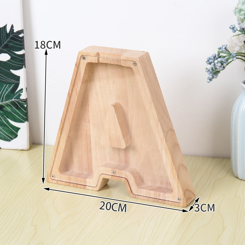 Wooden Money Tank Letter Money Tank Children's Dinosaur Money Tank Transparent Cartoon Animal Coin Savings Tank