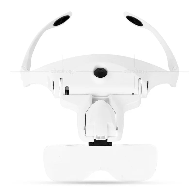 USB Rechargeable LED Lamp Head-mounted Headband Interchangeable Glasses 5 Multiple Reading Repair Magnifying Glass