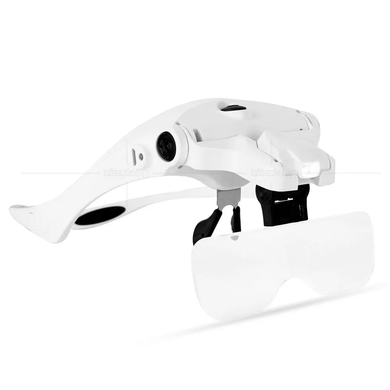 USB Rechargeable LED Lamp Head-mounted Headband Interchangeable Glasses 5 Multiple Reading Repair Magnifying Glass
