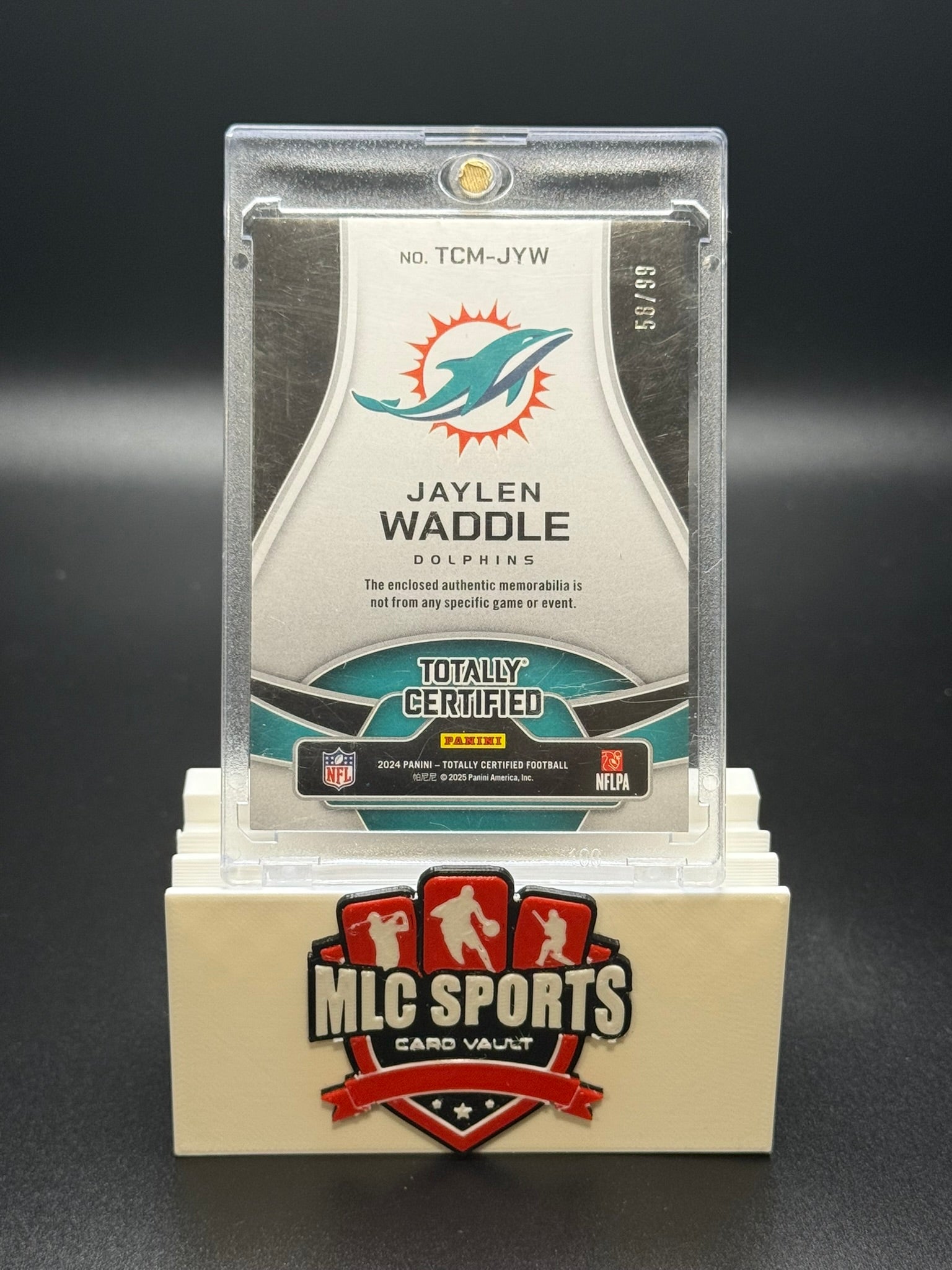 2024 Panini Totally Certified Jaylen Waddle Patch #/65 Dolphins Card