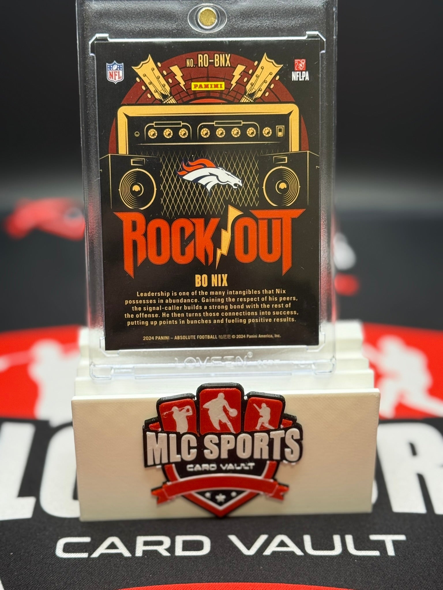Bo Nix Rookie Rock Out 2024 Panini Absolute Broncos Card