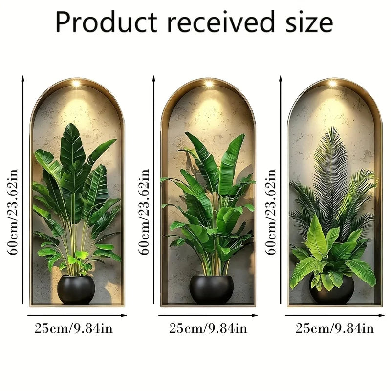 2D Watercolor Plant Wall Stickers - Realistic Potted Plants Decor, Self-Adhesive Vine Leaves For Living Room Bedroom Wall Decor