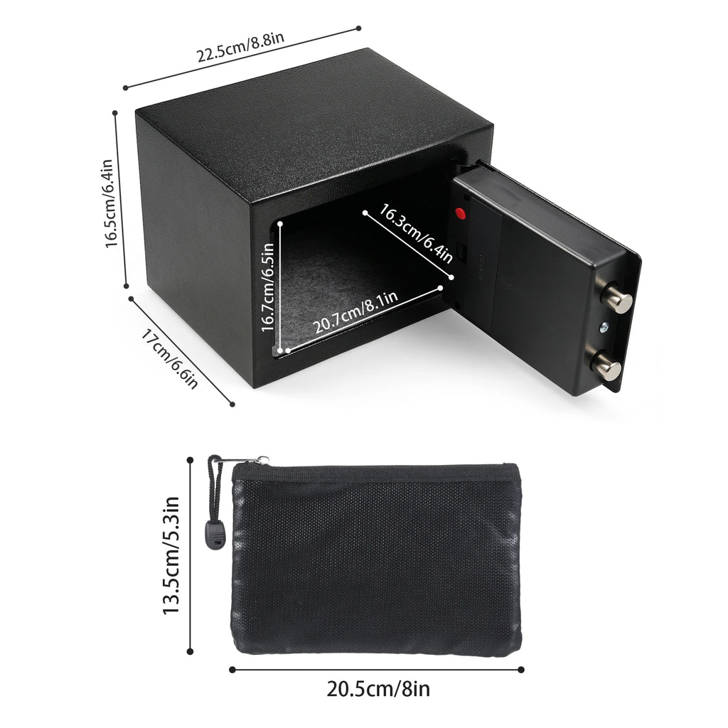 Home Safes Fireproof Waterproof Box+Document Bag with Keypad and 2pcs Spare Key Digital Home Security for Documents Money Gold