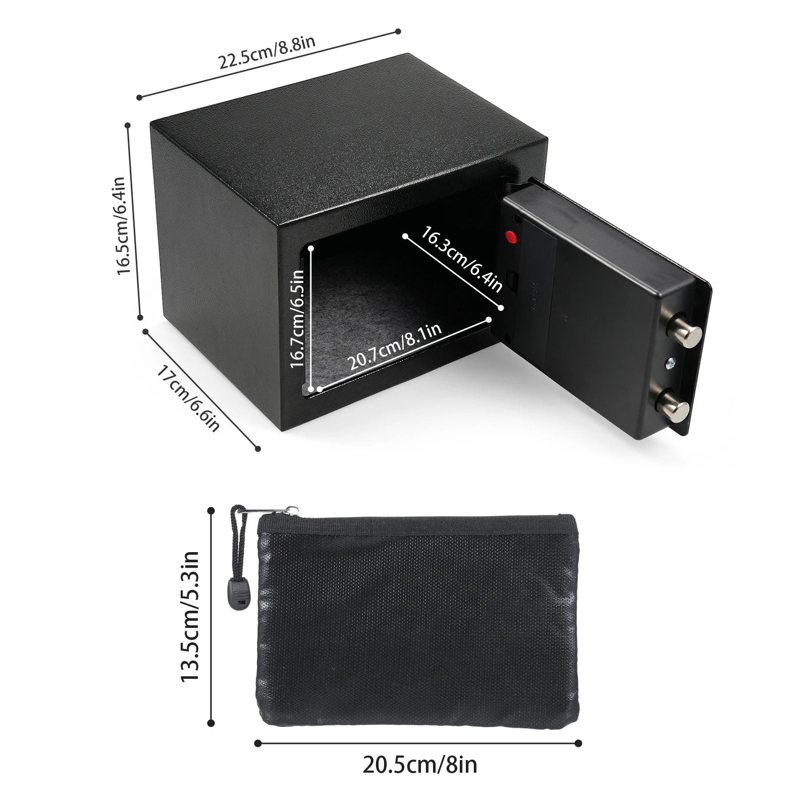 Home Safes Fireproof Waterproof Box+Document Bag with Keypad and 2pcs Spare Key Digital Home Security for Documents Money Gold