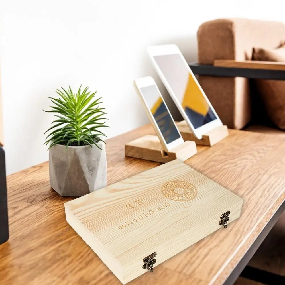 Coin Holder Boxes Wooden Coin Storage Protectors With Adjustable Gasket Coin Collector Organizer Coins Display Commemorative