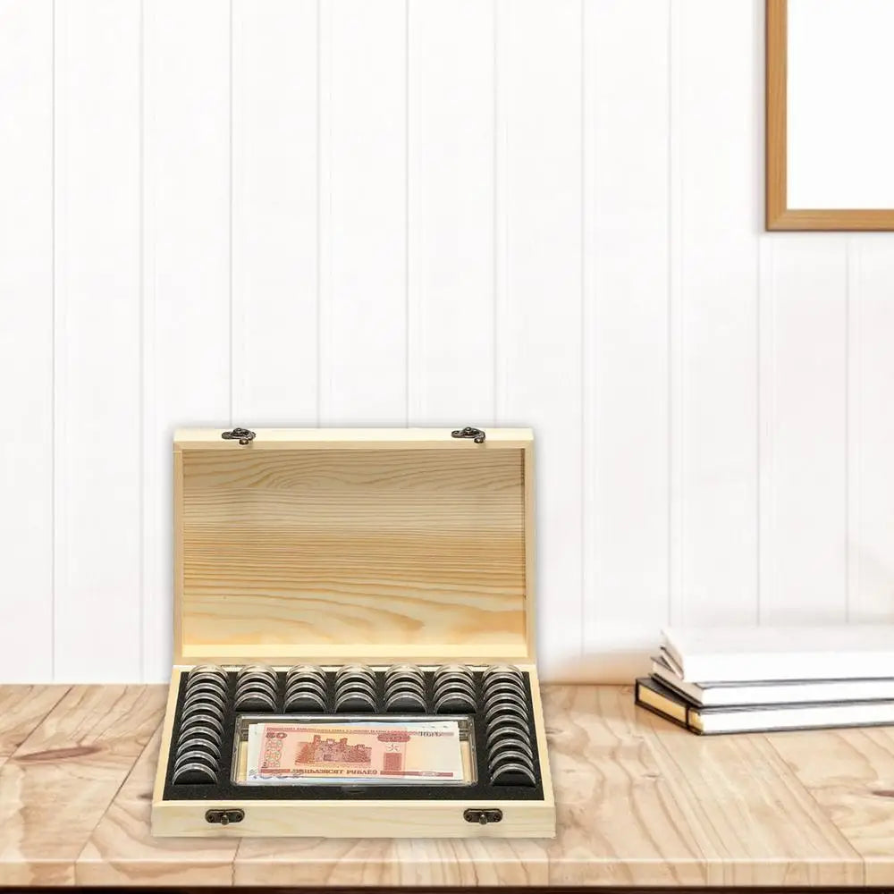 Coin Holder Boxes Wooden Coin Storage Protectors With Adjustable Gasket Coin Collector Organizer Coins Display Commemorative