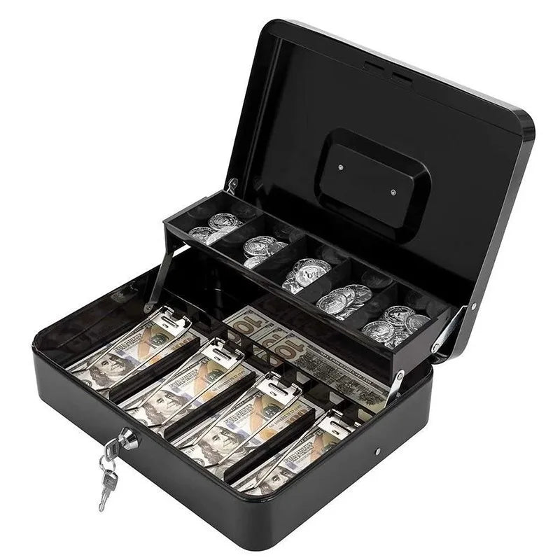 Secure Cash Storage Box/Heavy-Duty Steel Cash Safe with Combination Lock - Fire-Resistant Money Storage Box &Valuables Organizer