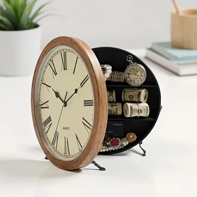 Multi functional hidden coin safe with clock function. Safe deposit box, easy to handle. Suitable for home/office use. It is an