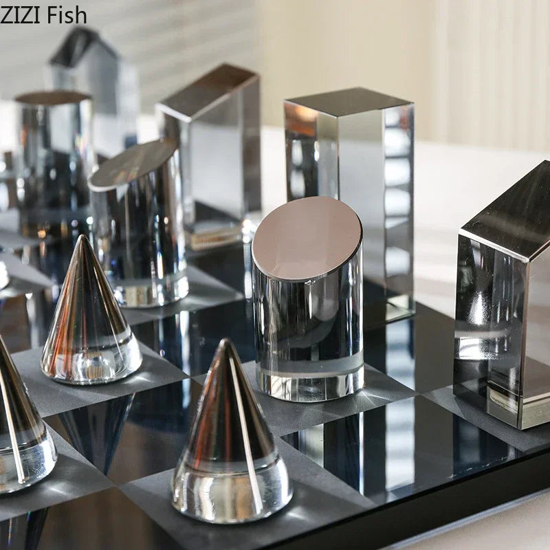 Minimalism Crystal Chess Ornaments Desk Decoration Modern Crafts Creative Geometric Artwork Chess Crafts Room Aesthetic Decor