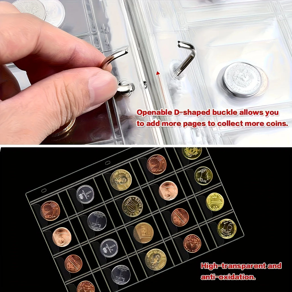 Coin Collection Book Holder for Collectors, 200 Pockets Collecting Album & 10 Sleeves Paper Money Display Storage Case
