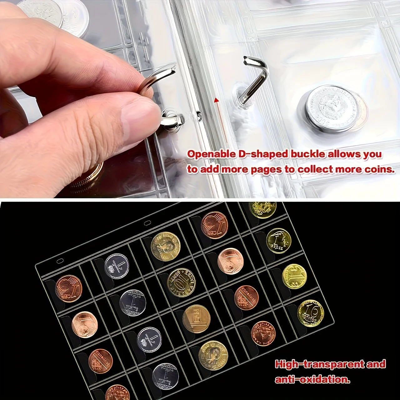 Coin Collection Book Holder for Collectors, 200 Pockets Collecting Album & 10 Sleeves Paper Money Display Storage Case