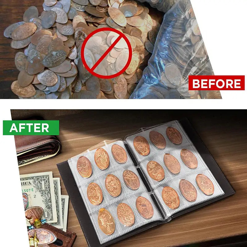 Penny Coin Collection Book Pressed Penny Book Hold 108 Coin Storage Holder For Display Souvenir Collecting Money Organizer