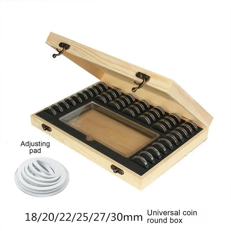 Coin Holder Boxes Wooden Coin Storage Protectors With Adjustable Gasket Coin Collector Organizer Coins Display Commemorative