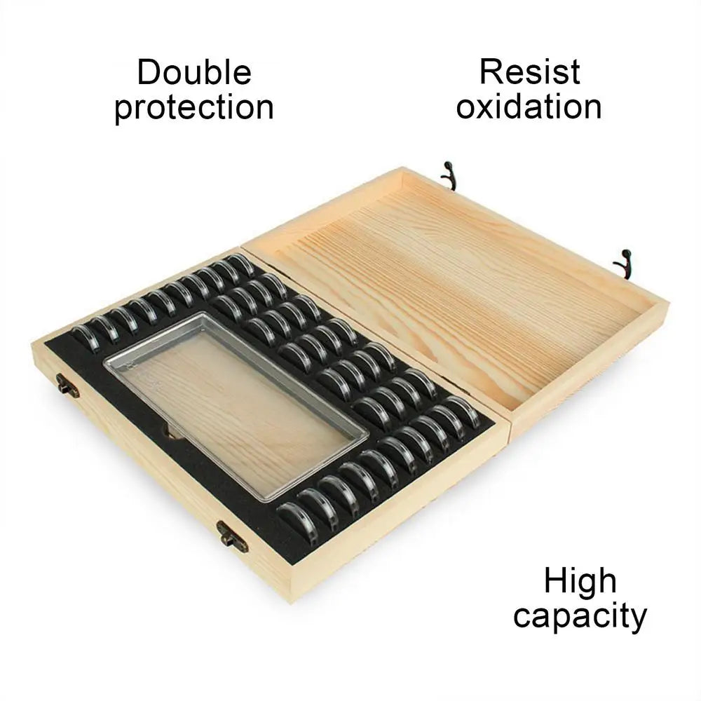 Coin Holder Boxes Wooden Coin Storage Protectors With Adjustable Gasket Coin Collector Organizer Coins Display Commemorative