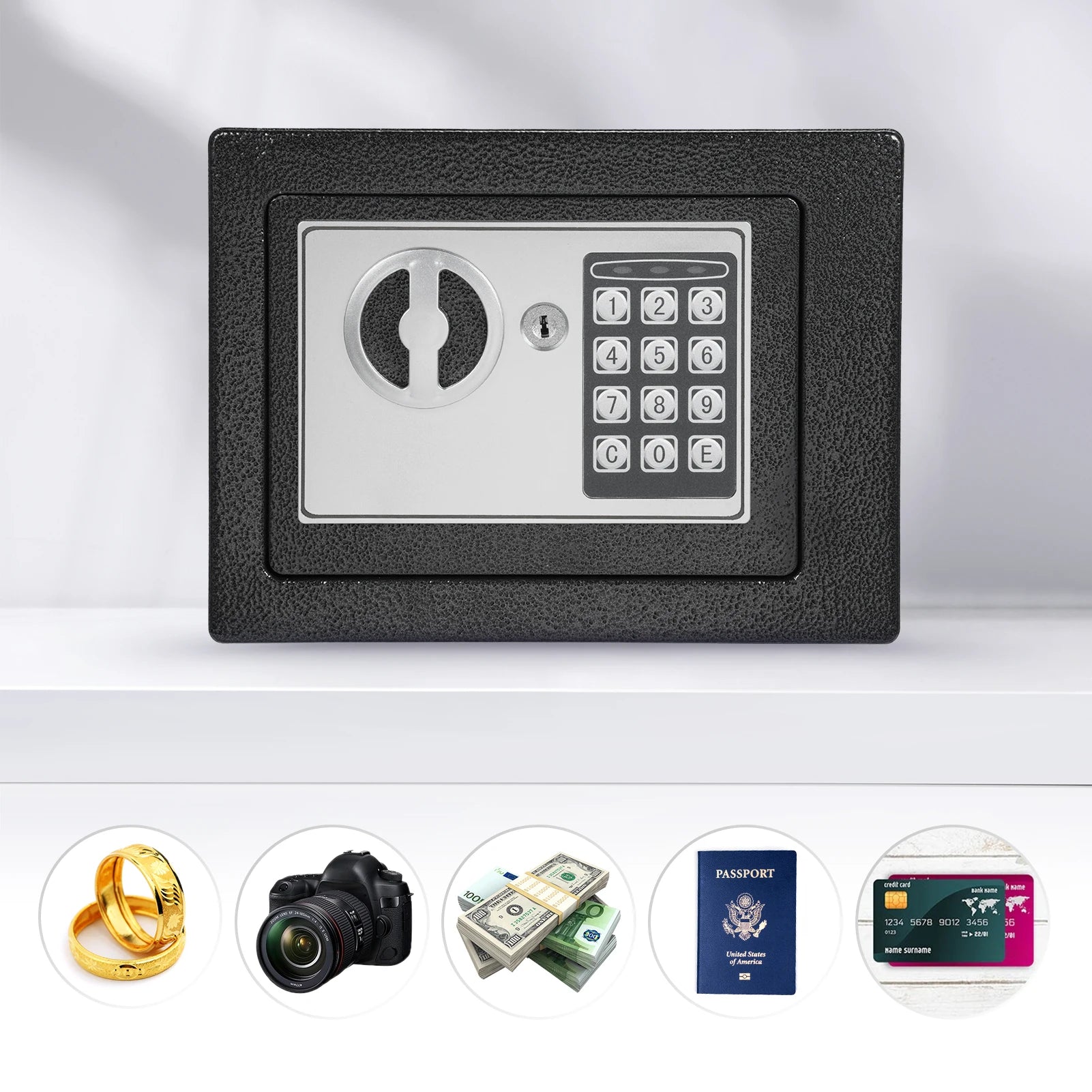 Home Safes Fireproof Waterproof Box+Document Bag with Keypad and 2pcs Spare Key Digital Home Security for Documents Money Gold