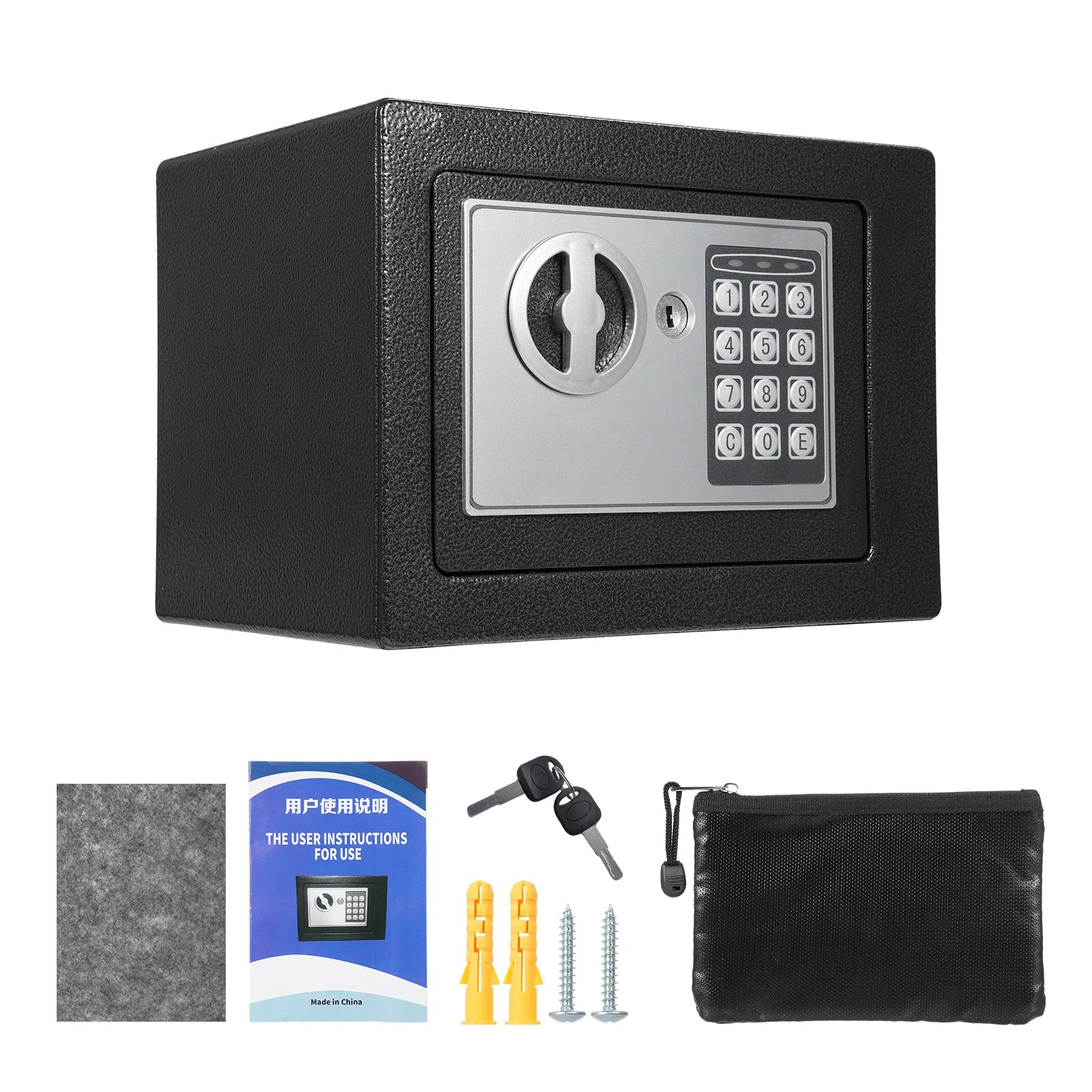Home Safes Fireproof Waterproof Box+Document Bag with Keypad and 2pcs Spare Key Digital Home Security for Documents Money Gold