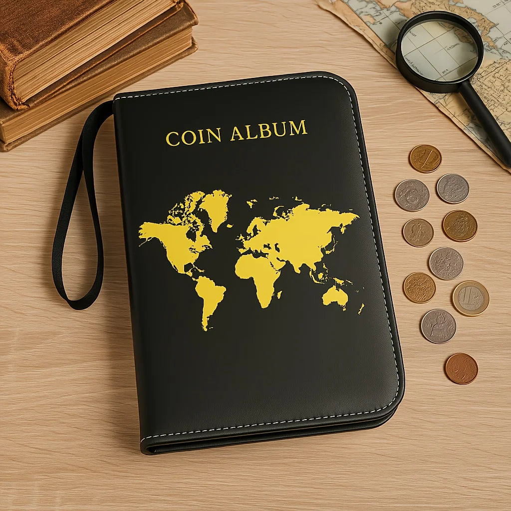 Coin Collection Book Holder for Collectors, 200 Pockets Collecting Album & 10 Sleeves Paper Money Display Storage Case