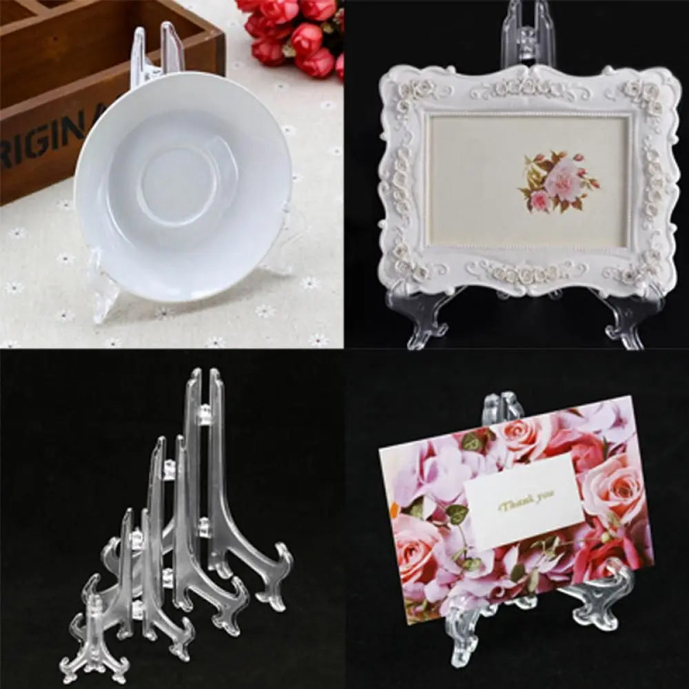 1PC Clear Plastic Plate Display Stand Picture Frame Easel Holder 3"5"7"9" Transparent Case Holders Home Decoration Accessories