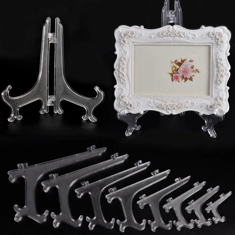 1PC Clear Plastic Plate Display Stand Picture Frame Easel Holder 3"5"7"9" Transparent Case Holders Home Decoration Accessories