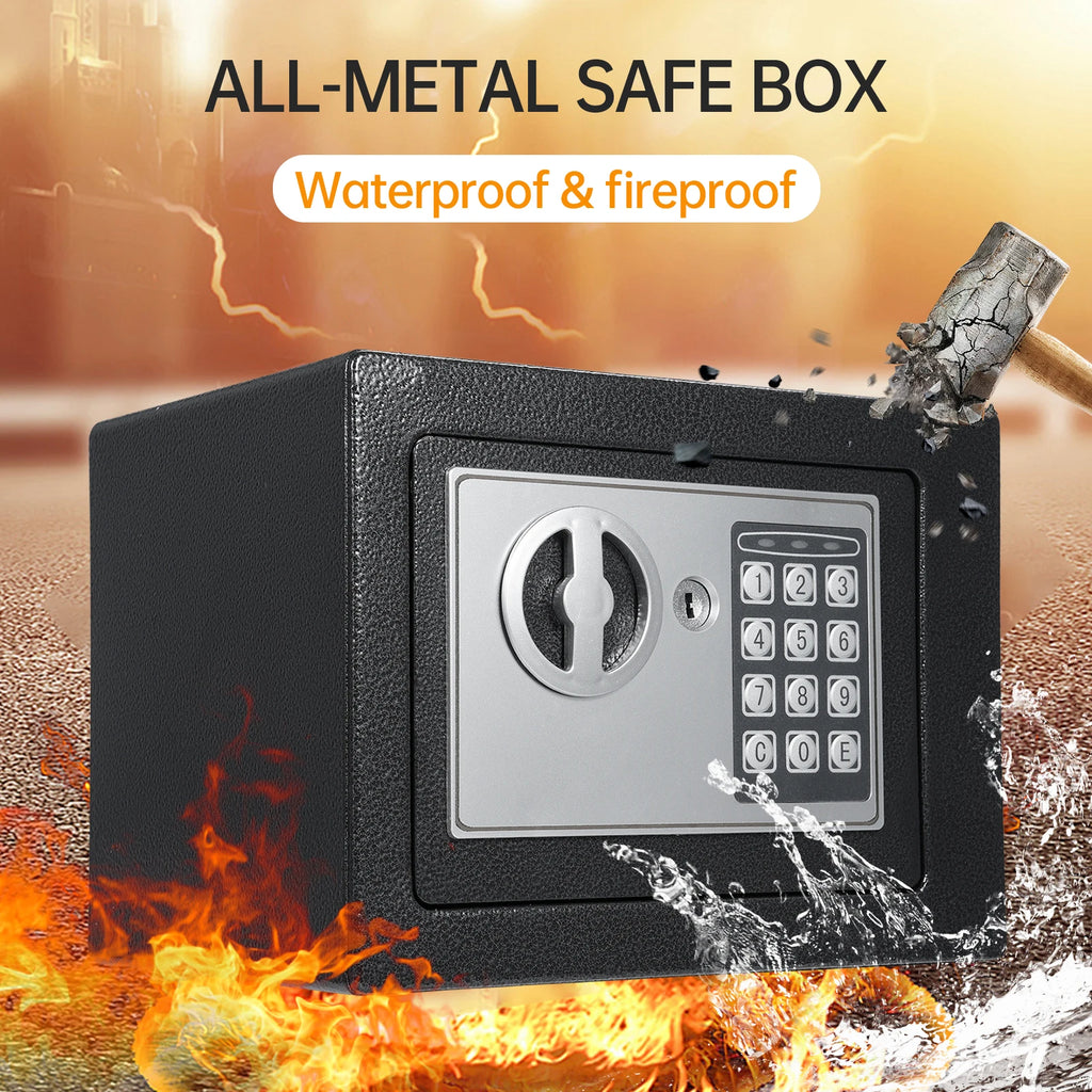 Home Safes Fireproof Waterproof Box+Document Bag with Keypad and 2pcs Spare Key Digital Home Security for Documents Money Gold