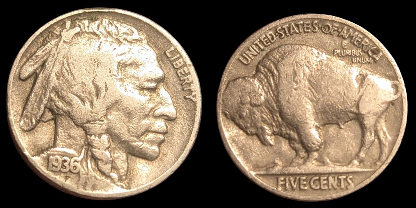 1936 Buffalo Nickel F Mint Mark