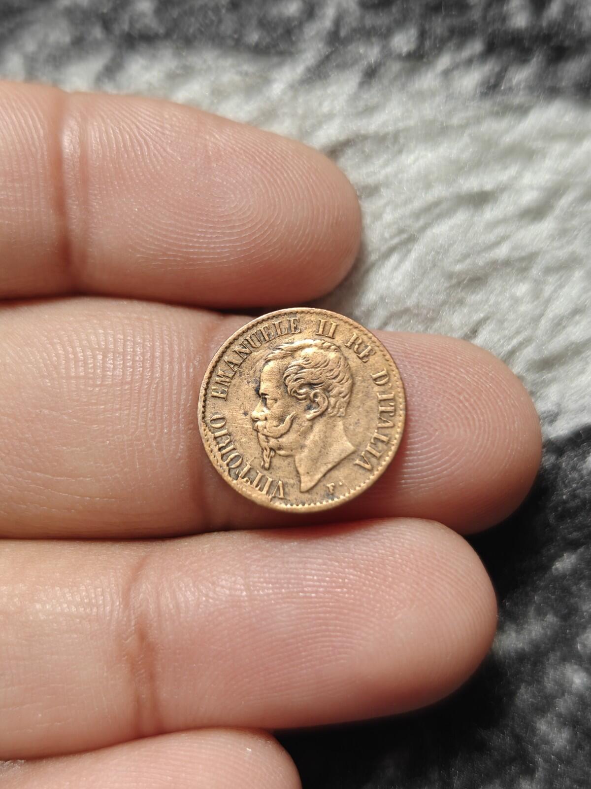 硬币，意大利，1分，1862年，米兰，青铜，KM:1.1