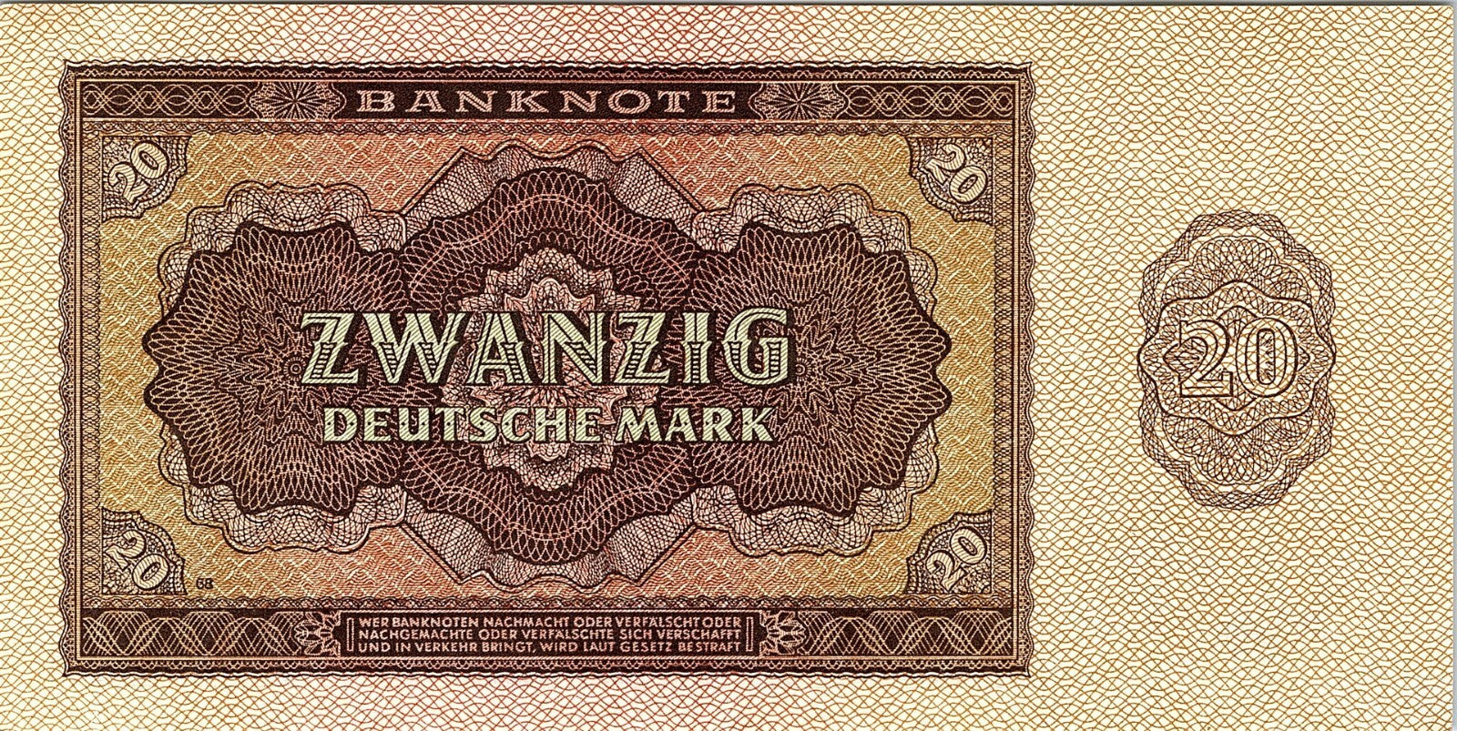 Germany - Democratic Republic, 20 Deutsche Mark, 1948 Better Grade