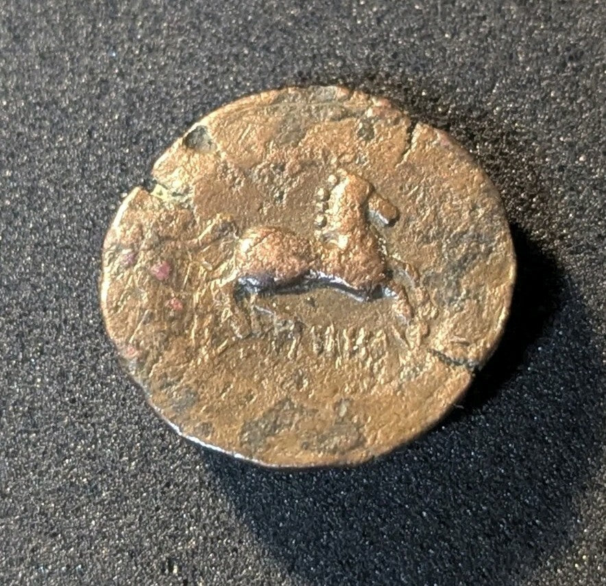 Ancient Indo-Greeks, King of Bactria Euthydemos 230-190 BC Copper  Chalkon