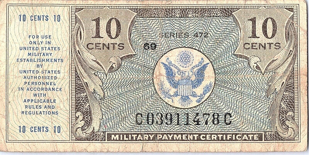 Vintage Military Payment Certificate, Series CC - 10 Cents