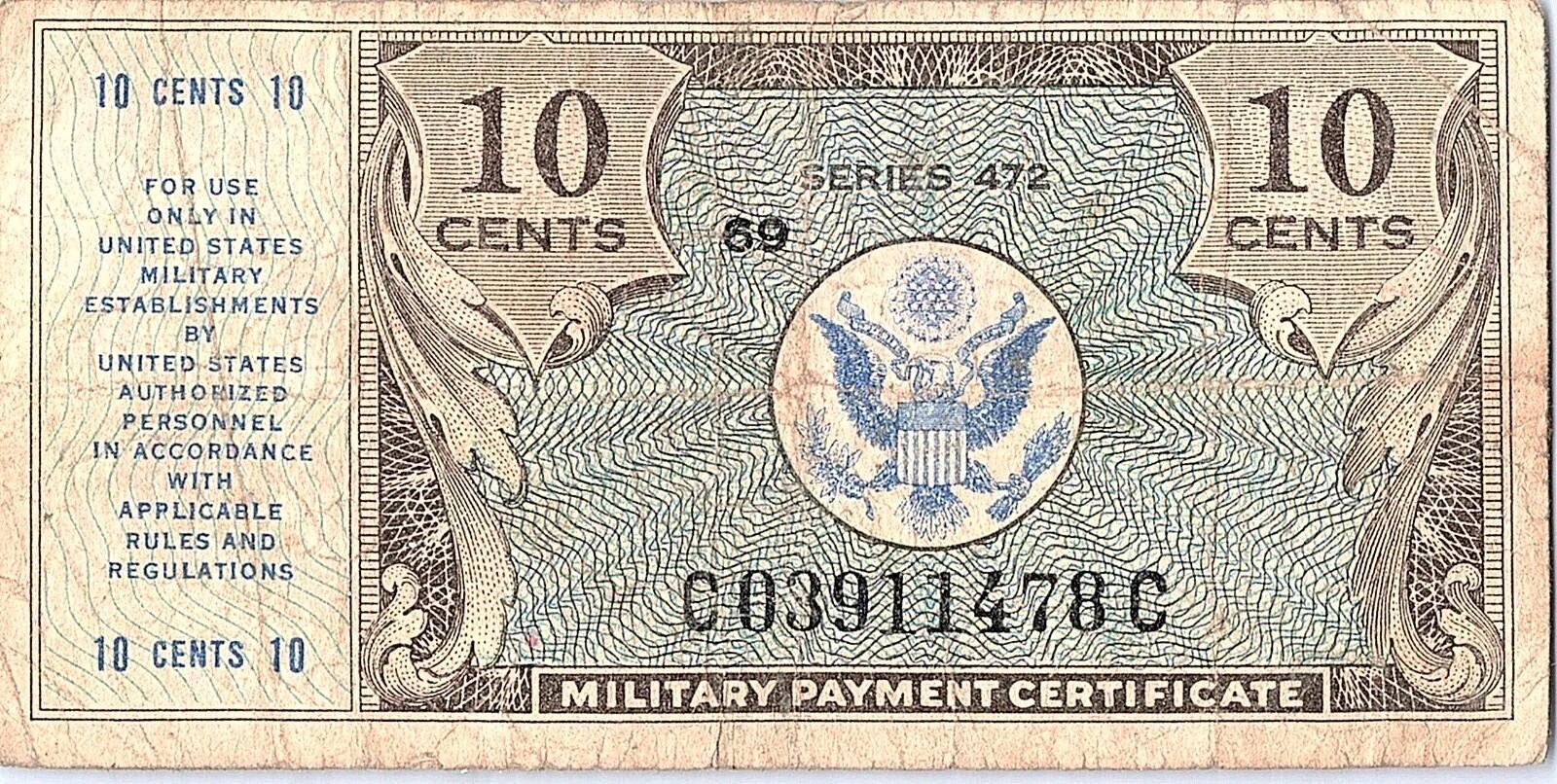 Vintage Military Payment Certificate, Series CC - 10 Cents
