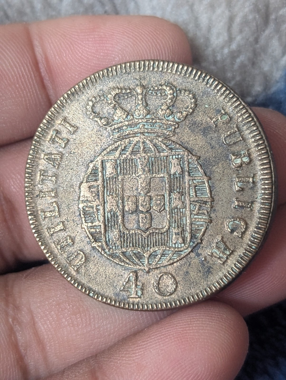 1820 Portugal 40 Reis Pataco Joannes/Joao VI Large Copper Coin