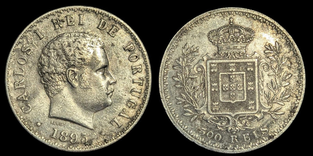 Portugal - 500 Reis 1893 Carlos I, Argent - *RARE*