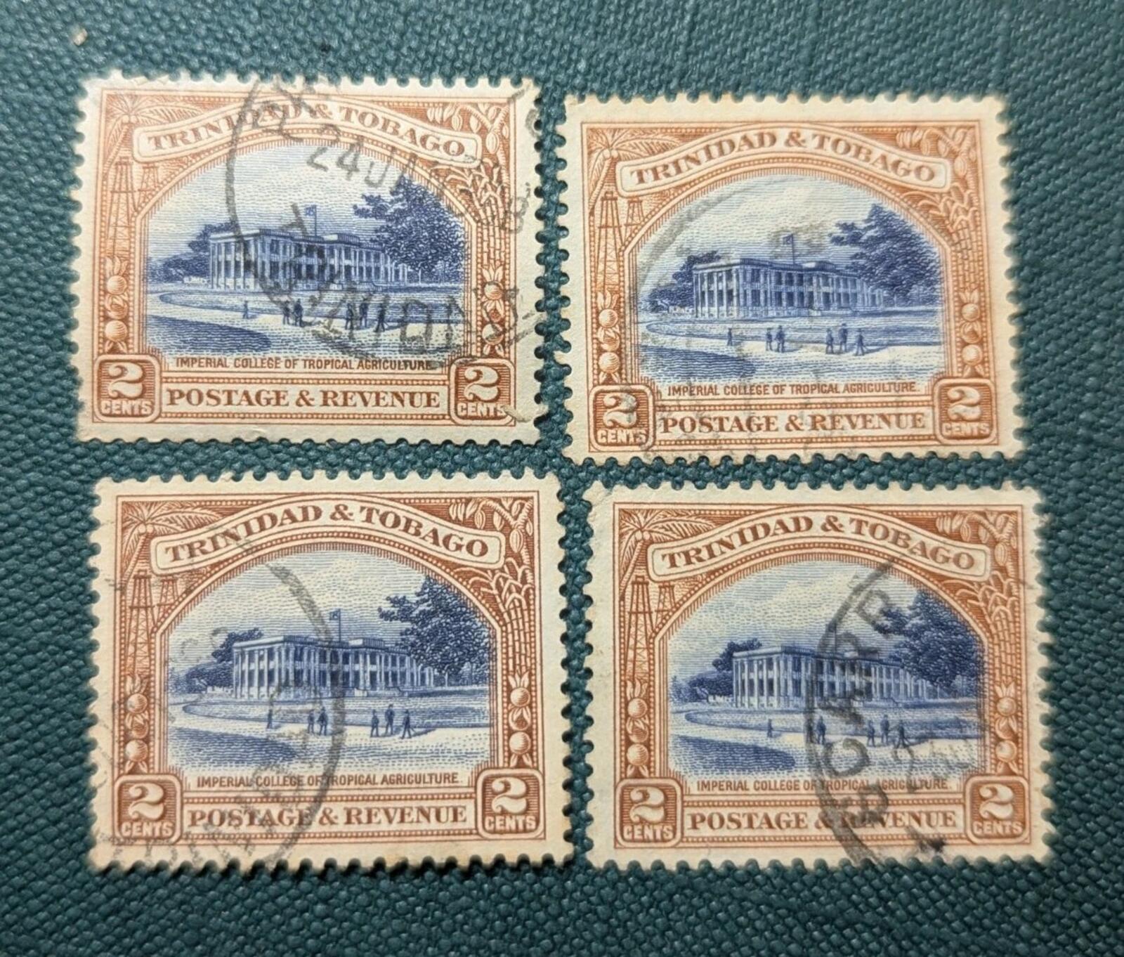 4 Pcs TRINIDAD & TOBAGO #35  1935  2c AGRICULTURAL COLLEGE F-VF  USED