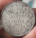 #028#Victoria-British India colony-Silver Rupee-1901-Bombay Mint 11.6 gm