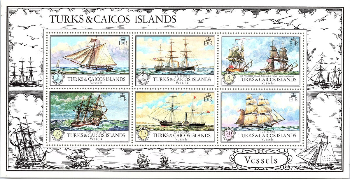 TURKS & CAICOS 1973 SAILING/STEAM SHIPS SC280-5 VF MNH Souvenir Sheet