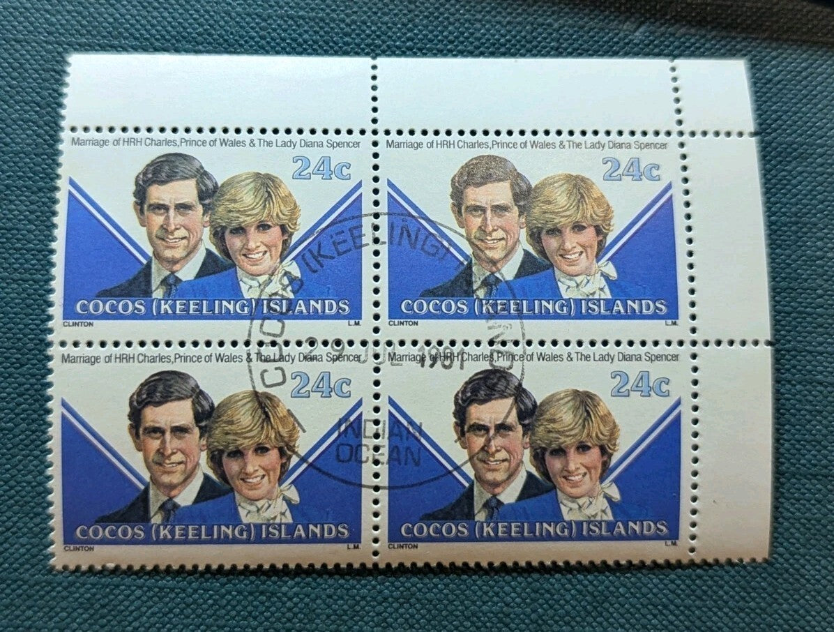 COCOS IS 1981 Charles & Dianna Wedding set Of 4 MNH Blocks Cancelled