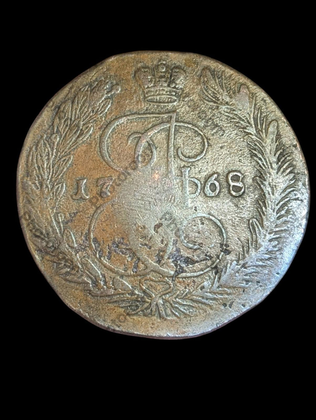 RUSSIA. Catharine II, 1762-1796. Huge Copper 5 Kopeks, 1768-EM
