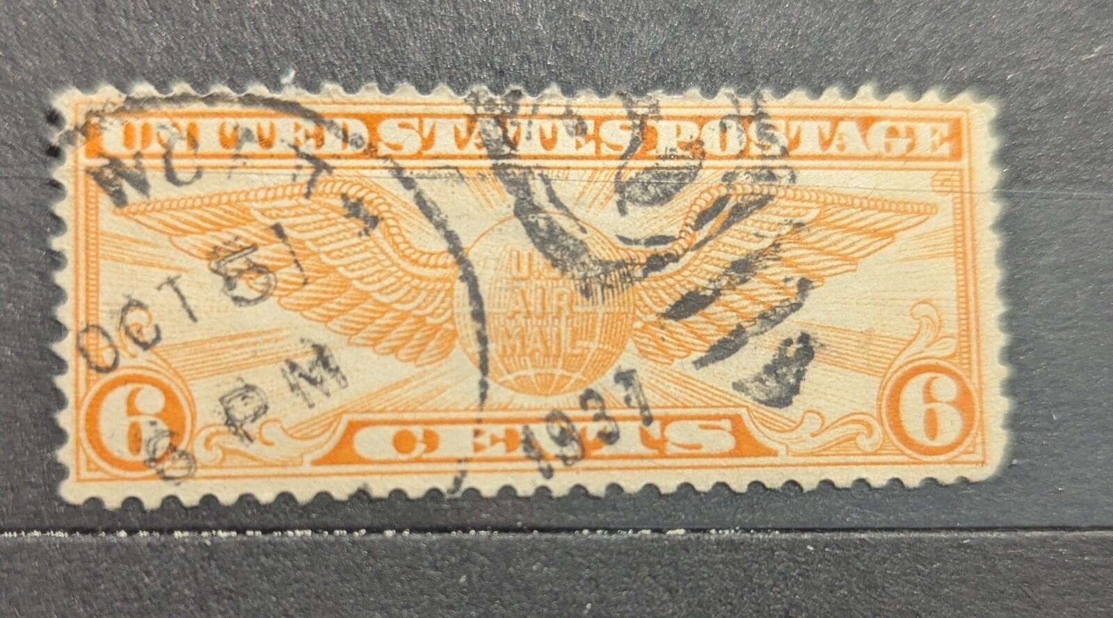 US Scott #C19 Winged Globe 6 Cent Used Fancy Cancel