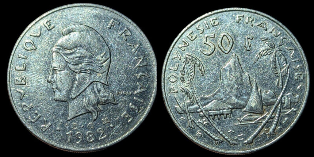 Polynésie française, 50 Francs, 1985, Paris, Pièce en nickel