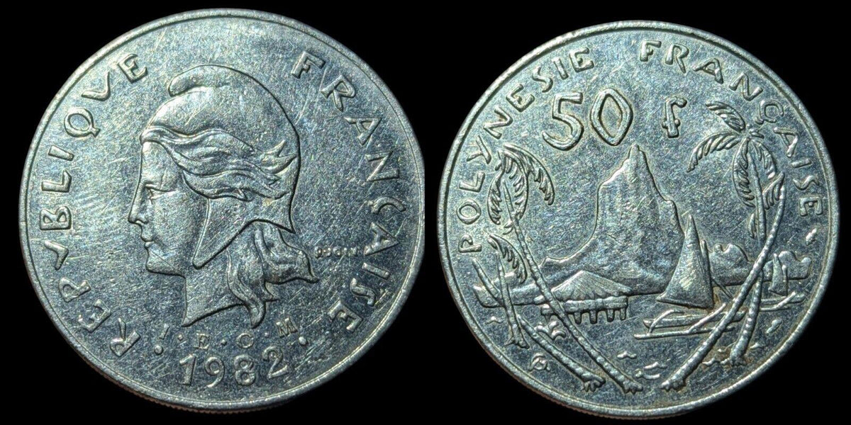 Polynésie française, 50 Francs, 1985, Paris, Pièce en nickel