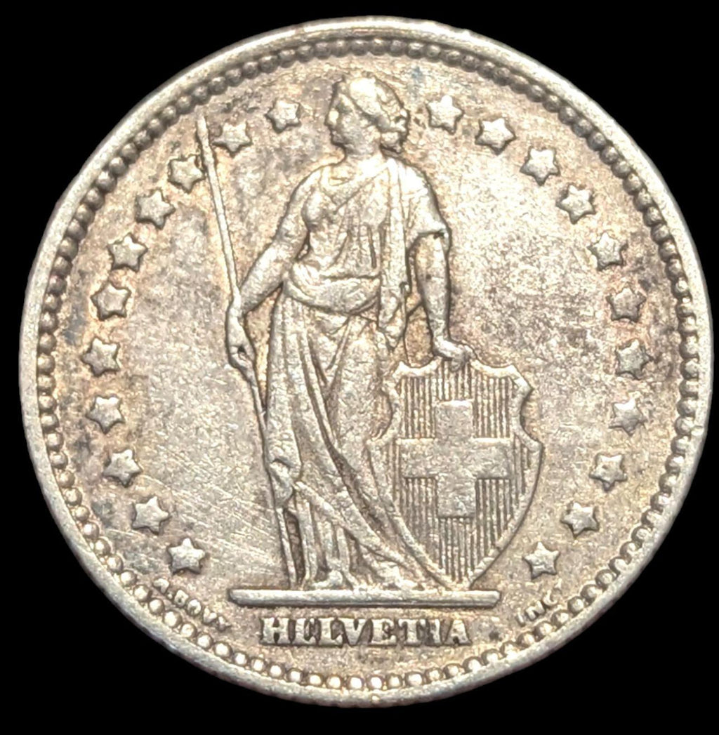 Pièce de monnaie suisse en argent de 1 franc de 1920, Helvetia debout