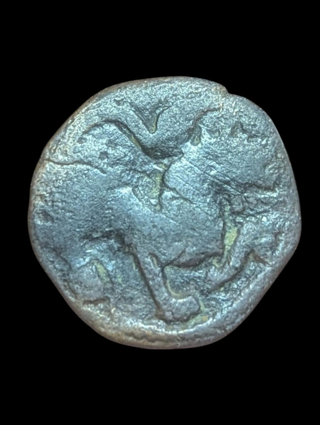 Rare, high grade, Shahi of Ohind, Vakka Deva, bronze jital, c. 870-1000 AD.